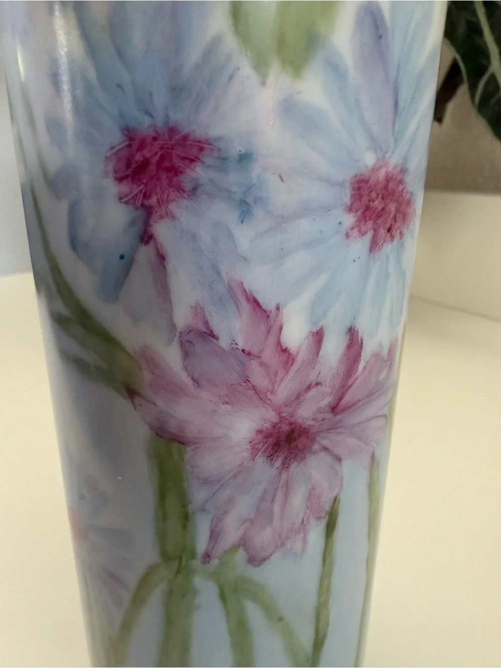 Antique Irma Sorgenfrei on Heinrich&Co Porcelain Hand painted Cornflowers Vase